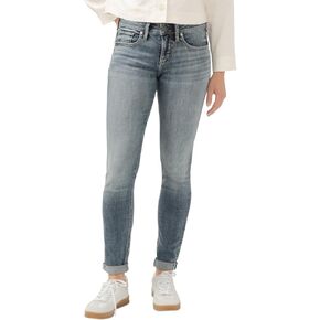 Silver Jeans Co. Women's Plus Size Girlfriend Mid Rise Slim Leg Jeans