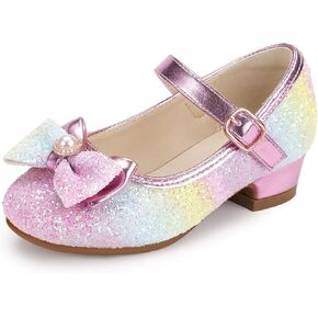 PANDANINJIA Girls Dress Shoes Toddler Little Big Kid Chunky Heels Wedding Party School PNEMY Flower Girl Shoes in Kuwait