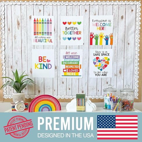 Hadley Designs 6 Colorful Diversity Posters for Classroom, Kindness Posters for Classroom, Diversity Decorations for Classroom Posters, Teacher Posters for Elementary Classroom Decor in Saudi Arabia