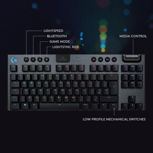 لوحة مفاتيح الألعاب الميكانيكية Logitech G915 TKL White Tactile Tenkeyless Lightspeed Wireless RGB الميكانيكية، خيارات تبديل منخفضة المستوى، LIGHTSYNC RGB، دعم لاسلكي وبلوتوث متقدم (متجدد) in Kuwait