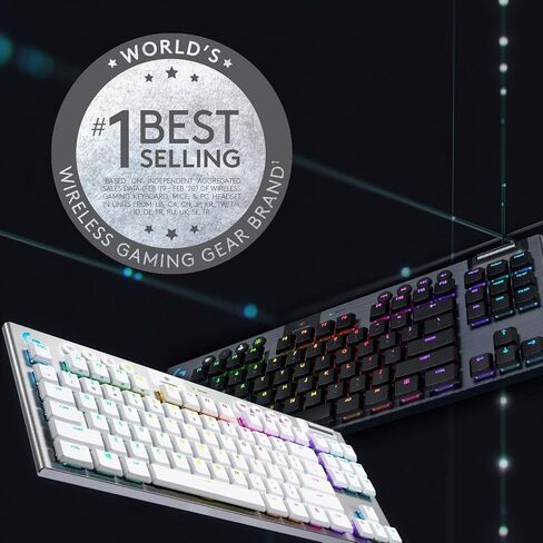 لوحة مفاتيح الألعاب الميكانيكية Logitech G915 TKL White Tactile Tenkeyless Lightspeed Wireless RGB الميكانيكية، خيارات تبديل منخفضة المستوى، LIGHTSYNC RGB، دعم لاسلكي وبلوتوث متقدم (متجدد) in Kuwait
