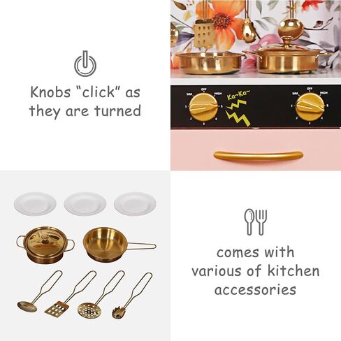 Touch us Wooden Play Kitchen Toy Set with Light, Kids Children Pretend Toy Kitchen Playset, Sink with Faucet, Oven, Microwave, Kitchenware Set Accessories for Ages 3-8 Girls Boys in Saudi Arabia