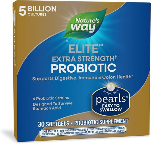 Nature's Way Probiotic Pearls Elite Extra Strength for Men and Women, Colon, Digestive, and Immune Health Support* Supplement, 30 Softgels in Saudi Arabia
