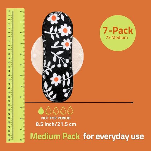 Natissy Cloth Panty Liners for Women; 7-Pack (Small) Mini Daily Organic Cotton Reusable Panty Liners Made in EU; Panty Liners Washable for Women & Teens; Thin Sanitary Reusable Liners, NOT for Period in Saudi Arabia