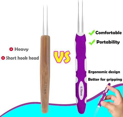 Yarniss Small Ergonomic Crochet Hooks Set,Lace Crochet Hooks for 0.8mm~2.75mm in Kuwait