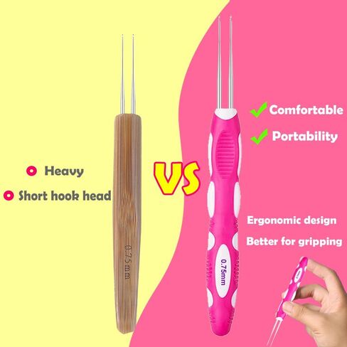 Yarniss Small Ergonomic Crochet Hooks Set,Lace Crochet Hooks for 0.8mm~2.75mm in Kuwait