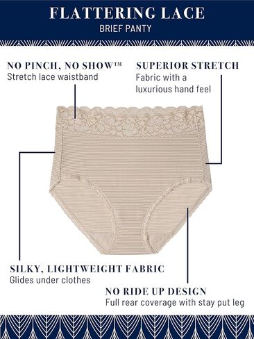 Vanity Fair Women's Flattering Lace Panties: Lightweight & Silky with Superior Stretch, Toasted Coconut, 6 in Saudi Arabia