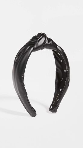 Lele Sadoughi Women's Faux Leather Knotted Headband, Black Leather, One Size in Kuwait