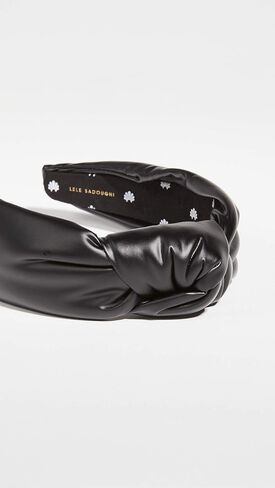 Lele Sadoughi Women's Faux Leather Knotted Headband, Black Leather, One Size in Kuwait