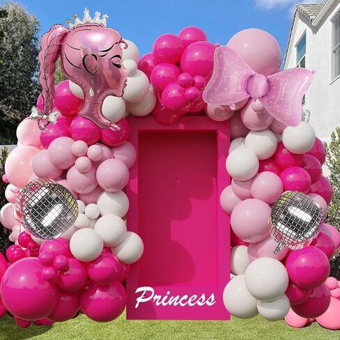 Hot Pink Come On Let'S Go Party Glitter Paper Banner Princess Bachelorette Party Decorations Bling Pink Heart Crown Doll Head Girl Banner Backdrop Women Girl 21St Birthday Princess Themed Party Decor in Kuwait