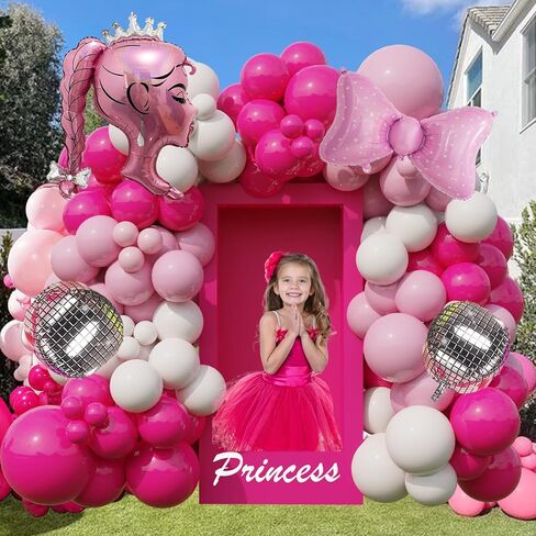 Hot Pink Come On Let'S Go Party Glitter Paper Banner Princess Bachelorette Party Decorations Bling Pink Heart Crown Doll Head Girl Banner Backdrop Women Girl 21St Birthday Princess Themed Party Decor in Kuwait