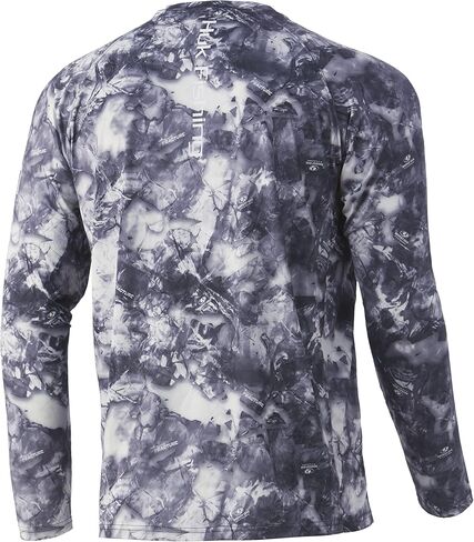 قميص رجالي من HUK بأكمام طويلة بفتحات تهوية من Pursuit Camo|+30 قميص صيد بعامل حماية من الأشعة فوق البنفسجية 30، Edisto - رمادي داكن، مقاس كبير US in Saudi Arabia