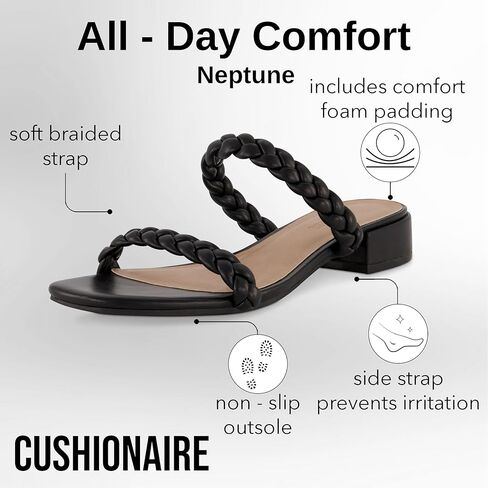 CUSHIONAIRE Women's Neptune braided low block heel sandal +Memory Foam in Kuwait