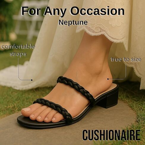 CUSHIONAIRE Women's Neptune braided low block heel sandal +Memory Foam in Kuwait