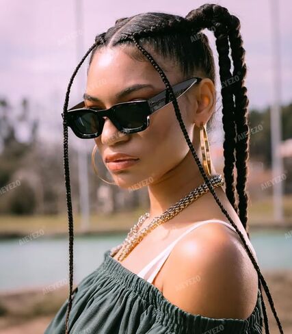 AIEYEZO Modern Thick Rectangle Sunglasses for Women Men Retro 90s Chunky Square Polarized Sunnies in Kuwait