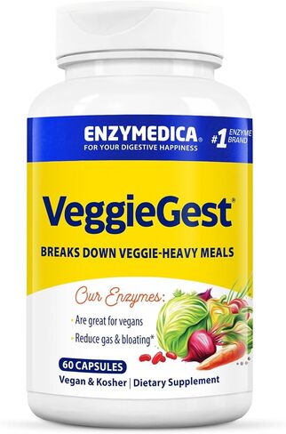 Enzymedica VeggieGest, Digestive Enzymes for Vegan, Vegetarian and Raw Diets, Prevents Gas and Bloating, 90 Capsules (FFP) in Saudi Arabia