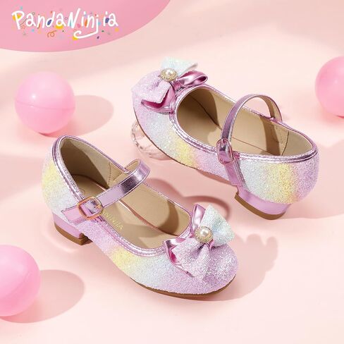 PANDANINJIA Girls Dress Shoes Toddler Little Big Kid Chunky Heels Wedding Party School PNEMY Flower Girl Shoes in Kuwait