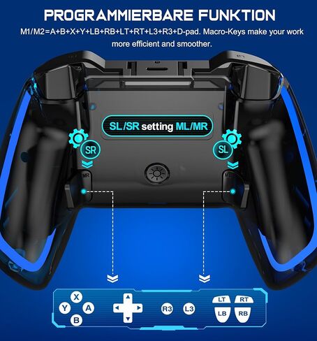 وحدة تحكم التبديل ELISWEEN، وحدات تحكم التبديل اللاسلكية LED المتوافقة مع وحدة تحكم Nintendo Switch/Lite/OLED، وحدة تحكم COOL RGB Switch Pro تعمل مع iOS/Android/PC مع Macro وTURBO وWakeup in Kuwait