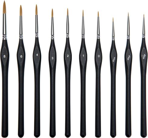 Micro Detail Paint Brush Set,10 PCS Miniature Brushes for Fine Detailing & Art Painting Acrylic Watercolor Oil Art,Watercolor,Oil,Models, Warhammer 40k (Micro Detail Paint Brush Set 10pcs) in Saudi Arabia