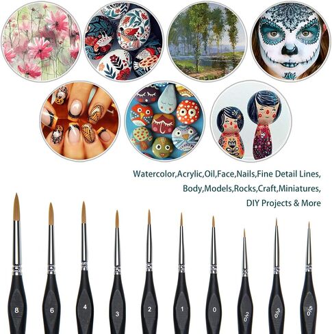 Micro Detail Paint Brush Set,10 PCS Miniature Brushes for Fine Detailing & Art Painting Acrylic Watercolor Oil Art,Watercolor,Oil,Models, Warhammer 40k (Micro Detail Paint Brush Set 10pcs) in Saudi Arabia