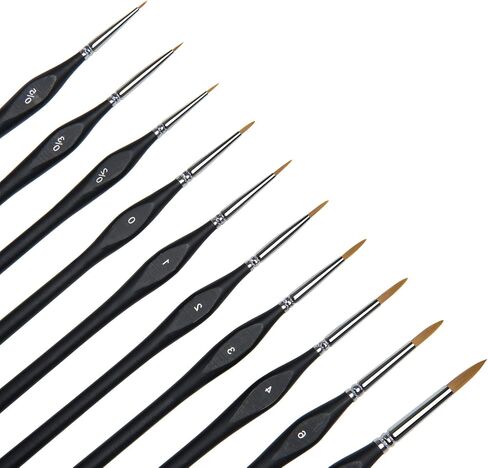 Micro Detail Paint Brush Set,10 PCS Miniature Brushes for Fine Detailing & Art Painting Acrylic Watercolor Oil Art,Watercolor,Oil,Models, Warhammer 40k (Micro Detail Paint Brush Set 10pcs) in Saudi Arabia