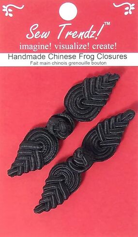 Sew Trendz Chinese Frogs Button Closures Hook & Eye Fastener - Sewing Quilting Renaissance Dance Hawaiian Bridal Costumes Outfit Drapery Home Decor-Black-Pineapple Design - 2 Pairs/pk. - #FG4756 in Kuwait