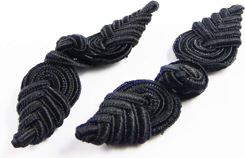 Sew Trendz Chinese Frogs Button Closures Hook & Eye Fastener - Sewing Quilting Renaissance Dance Hawaiian Bridal Costumes Outfit Drapery Home Decor-Black-Pineapple Design - 2 Pairs/pk. - #FG4756 in Kuwait