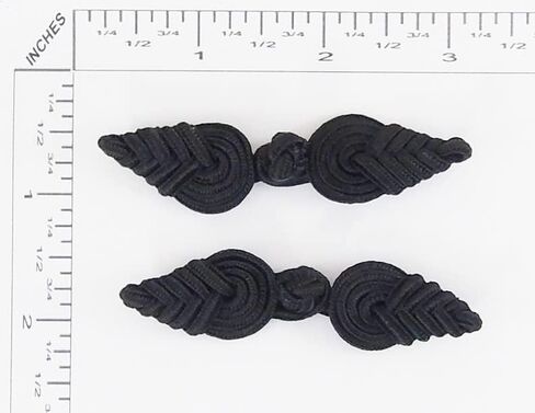 Sew Trendz Chinese Frogs Button Closures Hook & Eye Fastener - Sewing Quilting Renaissance Dance Hawaiian Bridal Costumes Outfit Drapery Home Decor-Black-Pineapple Design - 2 Pairs/pk. - #FG4756 in Kuwait