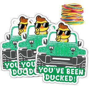 You've Been Ducked, Duck Tags,Cute Duck Tags, Duck Duck Tags, Ducking Game Card, 35 Pack 2.9 x 2.4", with Round Hole and Rubber Bands, Duck Design and SUV Car (Black Gold) in Kuwait