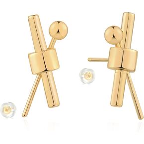 LADYGD 14K Gold Plated S925 Sterling Silver Post Stud Earrings for Women | Dainty Gold Irregular Earrings Hypoallergenic Handmade Jewelry Gifts for Teen Girls in Kuwait