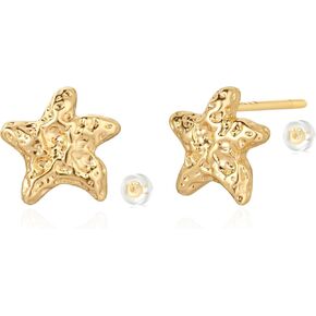 LADYGD 14K Gold Plated S925 Sterling Silver Post Stud Earrings for Women | Dainty Gold Irregular Earrings Hypoallergenic Handmade Jewelry Gifts for Teen Girls in Saudi Arabia