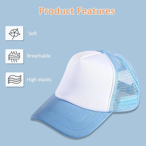 OKBA 5 Pack Sublimation Blank Baseball Cap Polyester Mesh Trucker Hat Adult in Kuwait