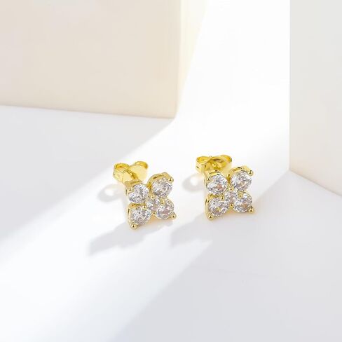ToHeart Cubic Zirconia Stud Earrings for Women Lightweight 14k Gold Stud Earrings Small Gold Stud Earrings Handpicked in Saudi Arabia