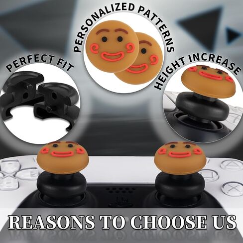 Playrealm FPS Thumbstick Extender & 3D Texture Rubber Silicone Grip Cover 2 Sets for PS5 Dualsenese & PS4 Controller (Cat Paw Grey) in Kuwait