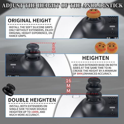 Playrealm FPS Thumbstick Extender & 3D Texture Rubber Silicone Grip Cover 2 Sets for PS5 Dualsenese & PS4 Controller (Cat Paw Grey) in Kuwait