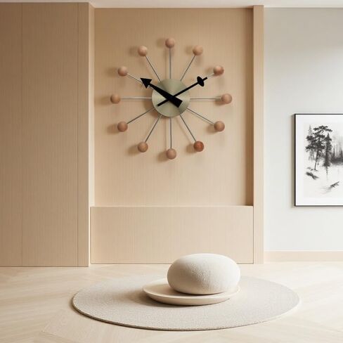 NUOVO 13 Inch Ball Wall Clock Multicolor Mid Century Creative Clock Silent Clock Quartz Clock Personality Clock Funny Clock Decorative Home Living Room Kitchen Office Retro Design in Kuwait