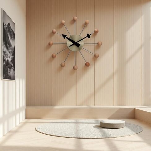 NUOVO 13 Inch Ball Wall Clock Multicolor Mid Century Creative Clock Silent Clock Quartz Clock Personality Clock Funny Clock Decorative Home Living Room Kitchen Office Retro Design in Kuwait