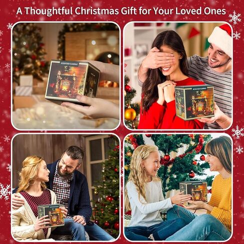 مجموعات هدايا الشموع المعطرة لعيد الميلاد للنساء، شمعة للعلاج بالرائحة المنزلية، 160 جرام من شمع الصويا محمول مرطبانات من القصدير للاستخدام في عيد الأم وعيد الميلاد واليوجا، عبوة من 4 قطع in Kuwait