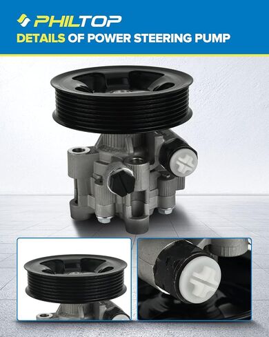 PHILTOP Power Steering Pump 21-5223 for Town & Country/Grand Caravan 2001-2007 3.8L 3.3L, Voyager 2001-2003 3.3L, Caravan 2001-2007 3.3L, 4743060AE Power Assist Pump replacement power steering pumps in Saudi Arabia