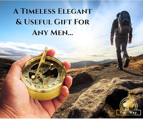 OakiWay Anniversary Sundial Compass Gift for Him or Her, with Special Greeting - Romantic Gift Ideas for Husband or Wife, Wedding Aniversity Gifts for Men, 50th 40th 25th 20th Anniversary Celebration in Kuwait