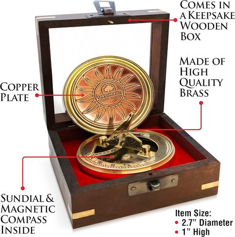 OakiWay Anniversary Sundial Compass Gift for Him or Her, with Special Greeting - Romantic Gift Ideas for Husband or Wife, Wedding Aniversity Gifts for Men, 50th 40th 25th 20th Anniversary Celebration in Kuwait