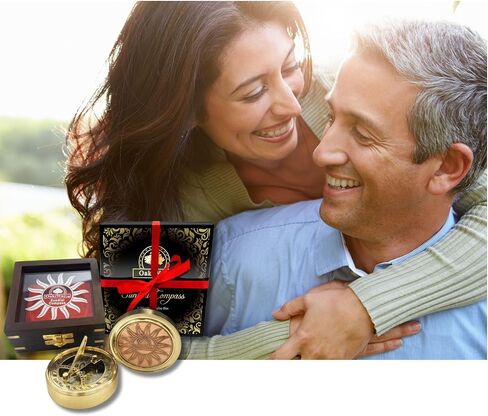 OakiWay Anniversary Sundial Compass Gift for Him or Her, with Special Greeting - Romantic Gift Ideas for Husband or Wife, Wedding Aniversity Gifts for Men, 50th 40th 25th 20th Anniversary Celebration in Kuwait