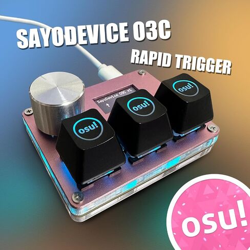 BTXETUEL SayoDevice O3C OSU لوحة مفاتيح قاعة الزناد السريع، مفاتيح مفاتيح خطية مغناطيسية، لوحة مفاتيح مع مقبض وشاشة، نسخ لصق، Shotcut، لوحة مفاتيح صغيرة Macro Hotswap.... | ألعاب إيقاع Geometry Dash OSU، مع مقبض وشاشة، نسخ ولصق، Shotcut، Macro Hotswap M in Kuwait