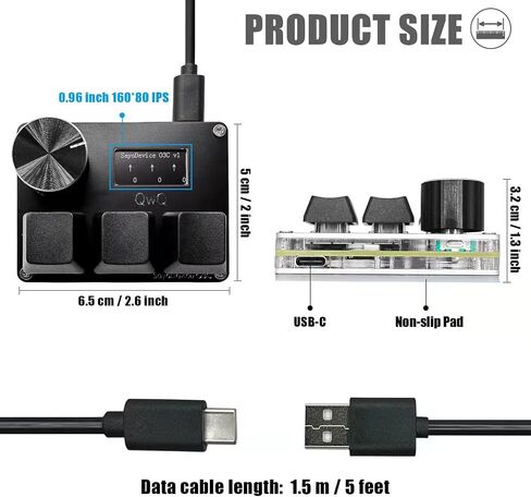 BTXETUEL SayoDevice O3C OSU Keyboard Rapid Trigger Hall Switches Magnetic Linear Switches Keyboard with Knob and Screen,Copy Paste,Shotcut,Macro Hotswap Mini Keypad.… (with OSU keycaps-Black) in Saudi Arabia