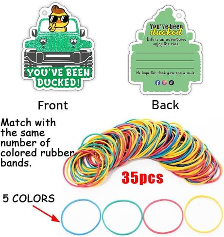 You've Been Ducked, Duck Tags,Cute Duck Tags, Duck Duck Tags, Ducking Game Card, 35 Pack 2.9 x 2.4", with Round Hole and Rubber Bands, Duck Design and SUV Car (Black Gold) in Kuwait