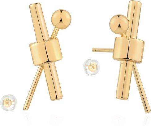 LADYGD 14K Gold Plated S925 Sterling Silver Post Stud Earrings for Women | Dainty Gold Irregular Earrings Hypoallergenic Handmade Jewelry Gifts for Teen Girls in Kuwait