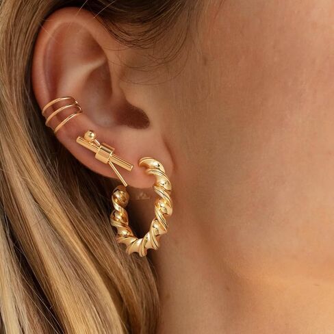 LADYGD 14K Gold Plated S925 Sterling Silver Post Stud Earrings for Women | Dainty Gold Irregular Earrings Hypoallergenic Handmade Jewelry Gifts for Teen Girls in Kuwait