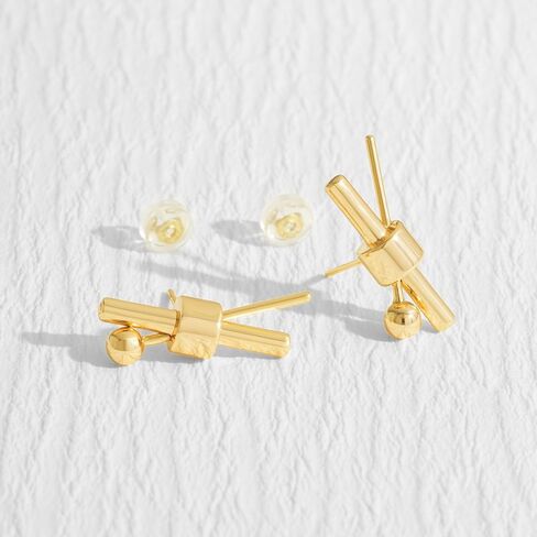 LADYGD 14K Gold Plated S925 Sterling Silver Post Stud Earrings for Women | Dainty Gold Irregular Earrings Hypoallergenic Handmade Jewelry Gifts for Teen Girls in Kuwait