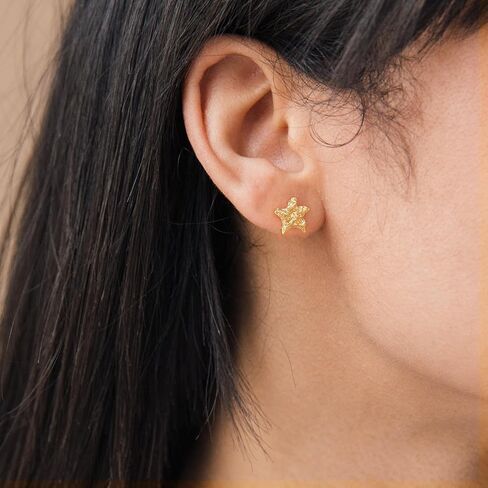 LADYGD 14K Gold Plated S925 Sterling Silver Post Stud Earrings for Women | Dainty Gold Irregular Earrings Hypoallergenic Handmade Jewelry Gifts for Teen Girls in Kuwait