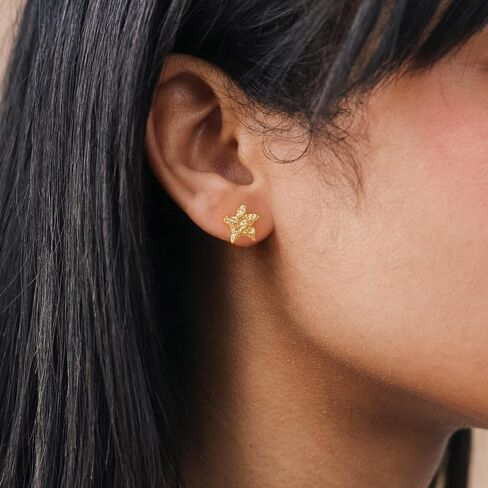 LADYGD 14K Gold Plated S925 Sterling Silver Post Stud Earrings for Women | Dainty Gold Irregular Earrings Hypoallergenic Handmade Jewelry Gifts for Teen Girls in Kuwait